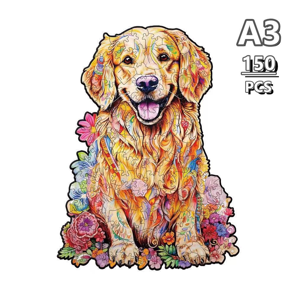 Irregular Puppy Animal Wooden Puzzle for Adult Children Gift Brain Teaser Game Fantasy Dog Christmas Present Box Puzzles Toys