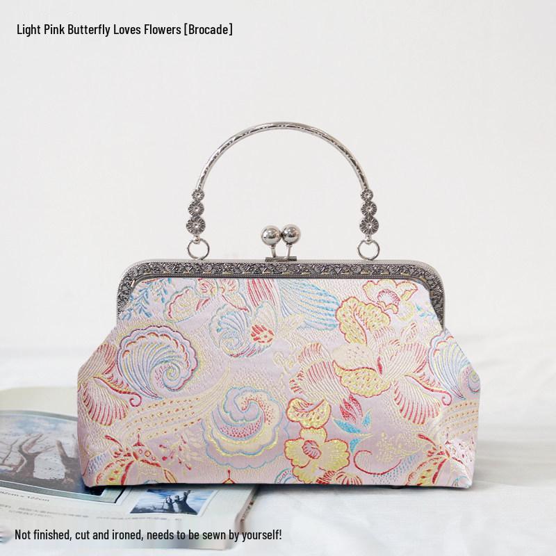 Short Style Handbag Material Kit - Handmade, Multiple Styles, Square Clasp Bag, Includes 20 Needles
