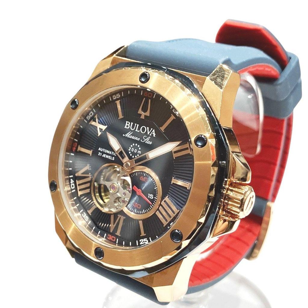 Used Bulova Marine Star Watch Total Weight Approx. 123.4g SS Rubber Automatic Navy Dial 98A227 Men's