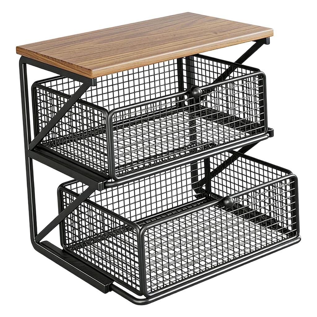 Organizer for Coffee with Drawer, Double-layered, Ideal As A Kitchen Counter Or Office.
