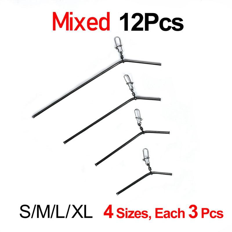 Topranc 12Pcs Anti Tangle Sea Fishing Accessories Fishing Balance Brass Tube Connector L- Shape Booms Accessory Size 5/7/9/12CM