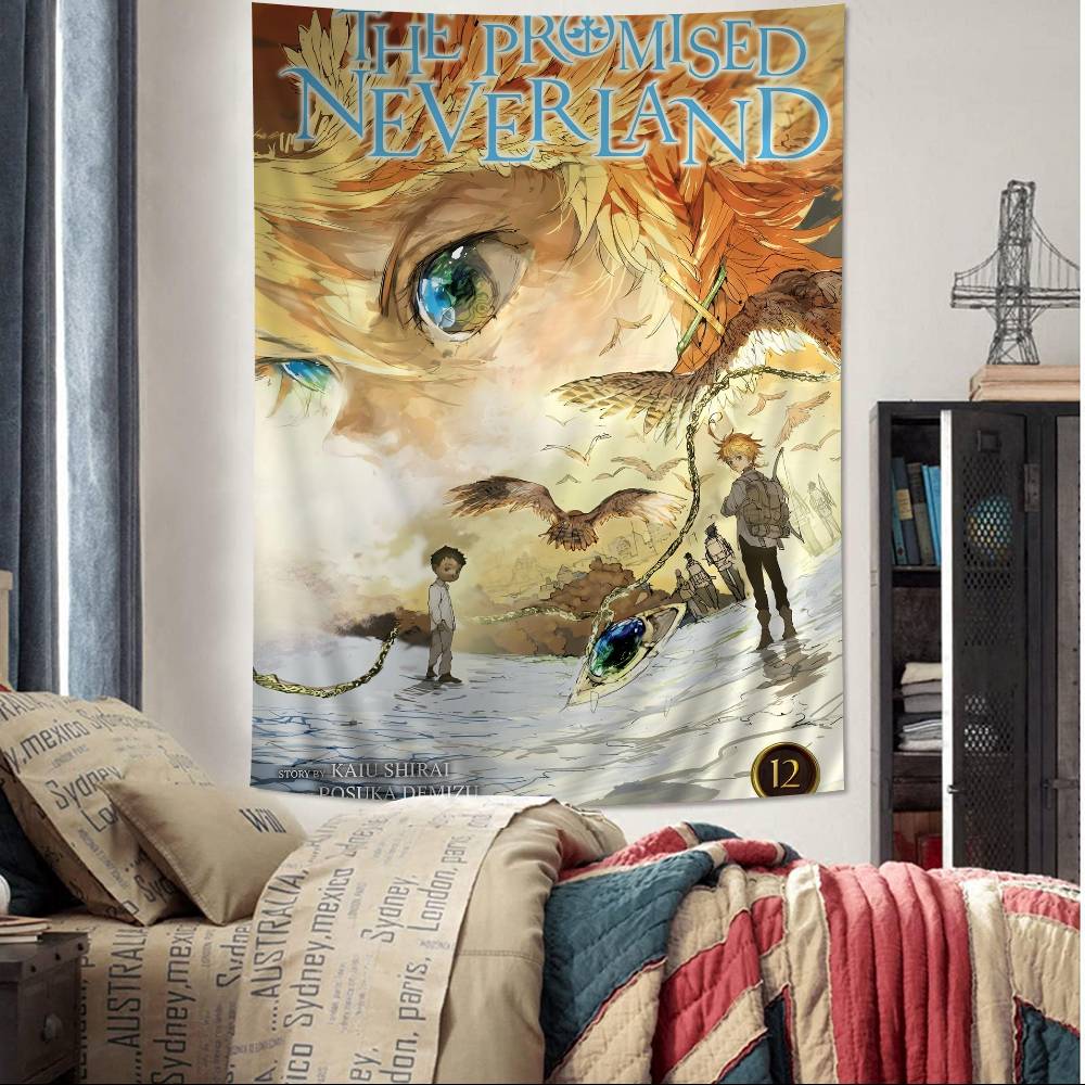 Japanese Anime Cartoon The Promised Neverland Wall Tapestry Bohemian Wall Tapestries Mandala Wall Hanging Home Decor
