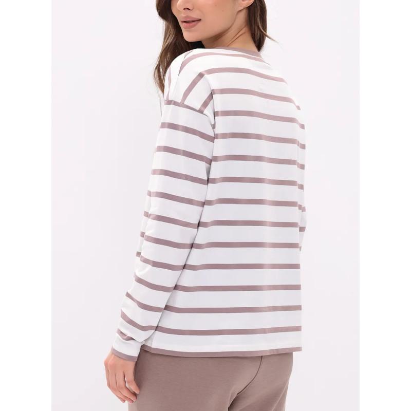 T-shirt da donna a maniche lunghe minimalista, tessuto morbido di alta qualità, silhouette ampia e squadrata per il comfort di tutto il giorno