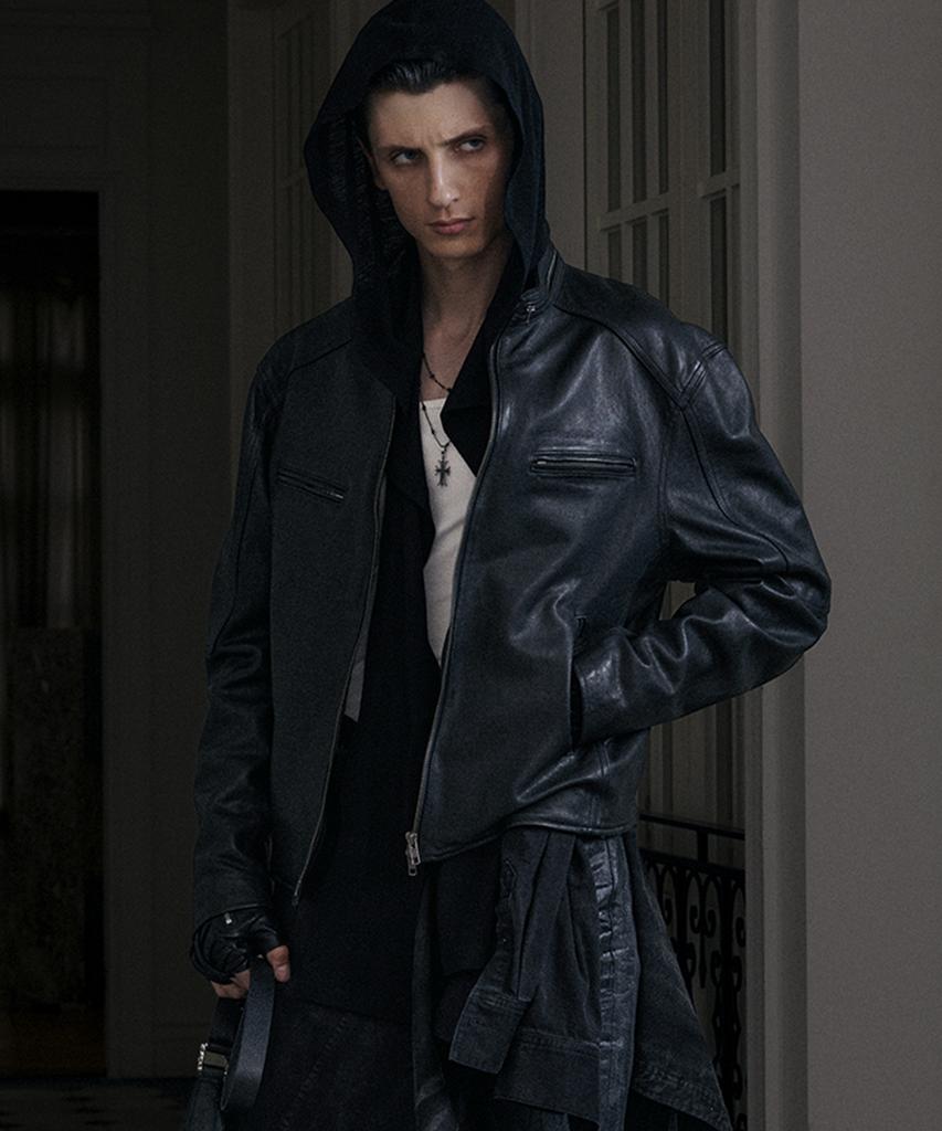 LMOOD Saber Lambskin Leather Jacket Black