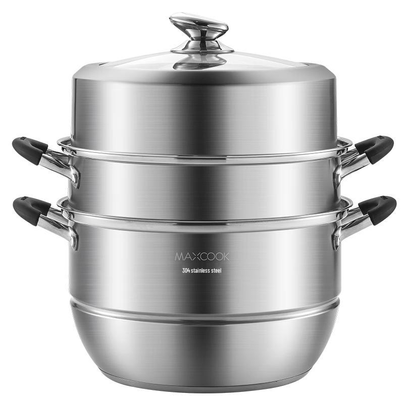 MAXCOOK 304 Stainless Steel 3-Layer Steamer Pot