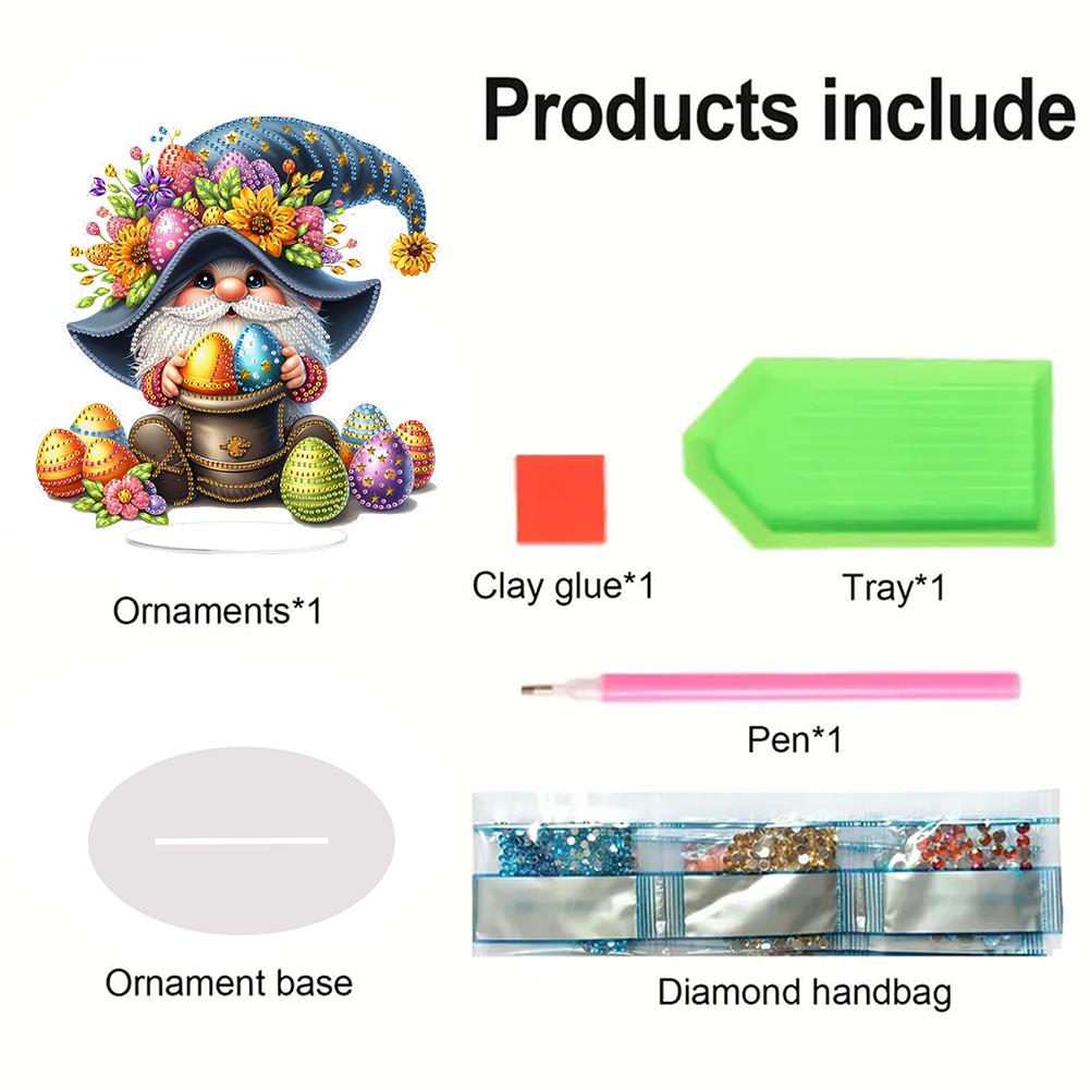 Acrylic Easter Goblin Diamond Painting Tabletop Ornaments Kit Cat Windmill Rabbit Truck  Diamond Painting Desktop Decor