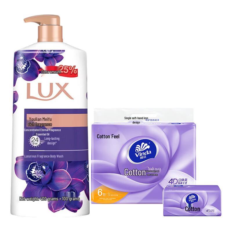 Набор: Гель для душа Lux Fragrance и Влажные салфетки Vinda