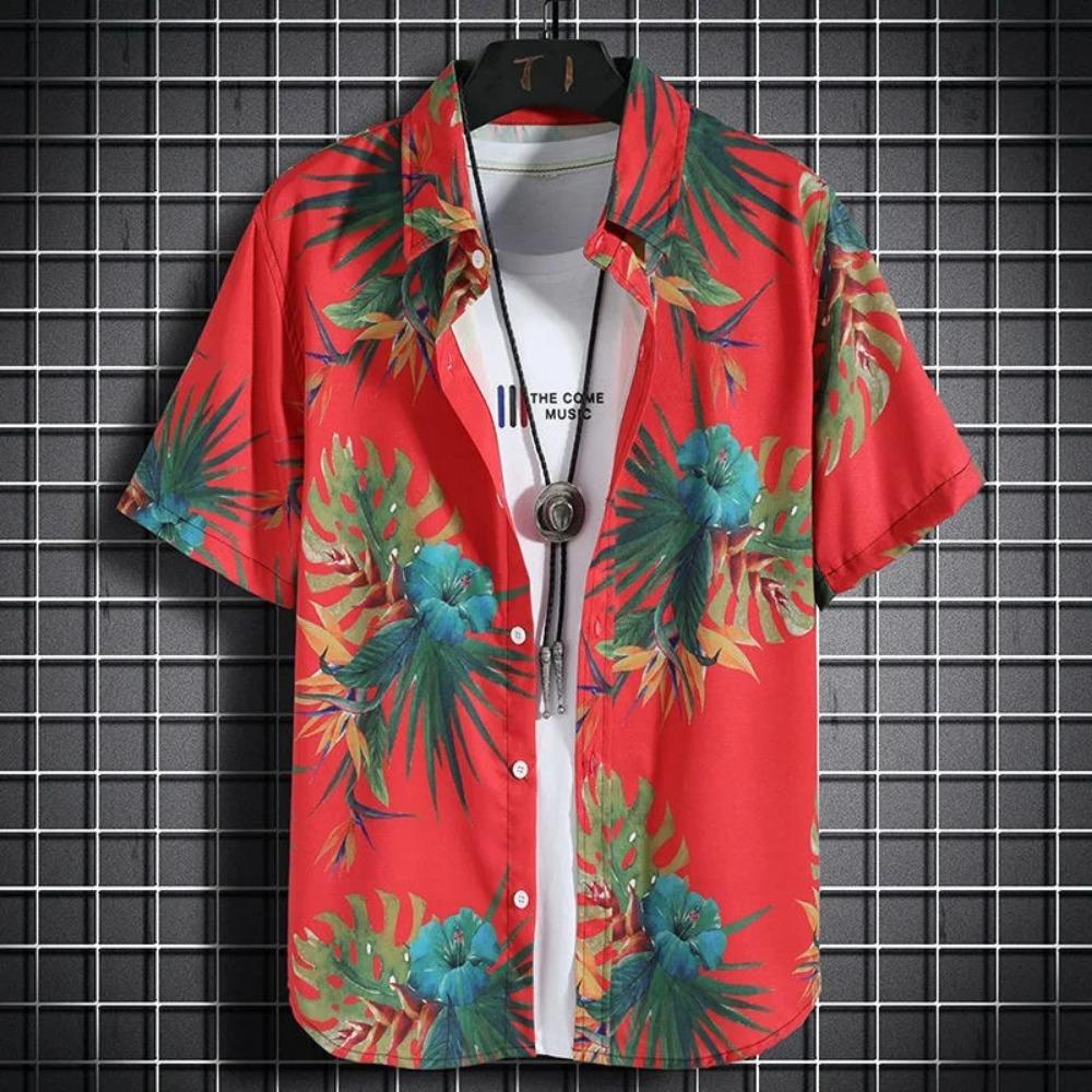 Hawaiian Beach Shirt, Children's Short Sleeved Casual Shirt, Beach Vacation Children's Loose Clothing for Men and Women, Flower Shirt Top