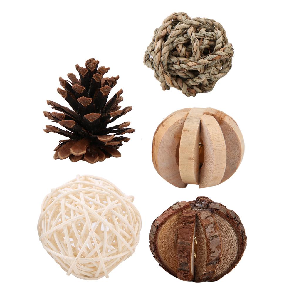 Small Pet Natural Wooden Handmade Ball Set Hamster Rat Mice Toy Accessories