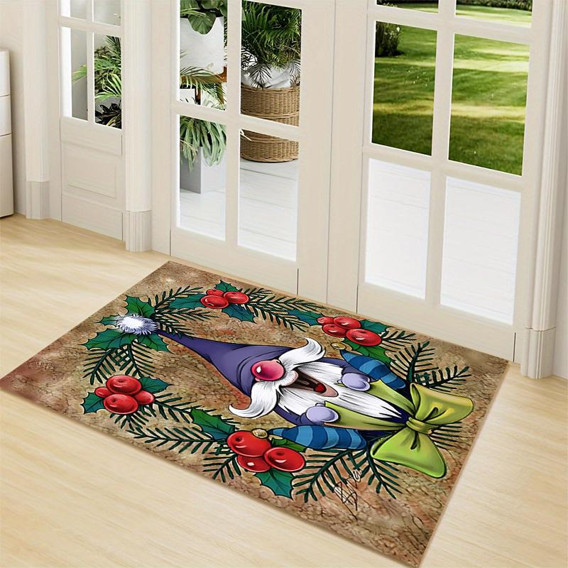 1Pc Gnome Christmas Tree Celebration Carpet Rug Soft Washable Antislip Home Living Room Sofa Mats Personalized Christmas Rug