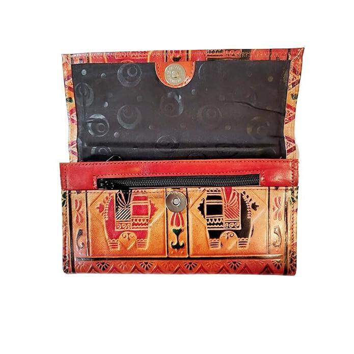 RSINC Shantiniketan Leather Women's Clutch Traditional Horse Print B0D8G1CG4N