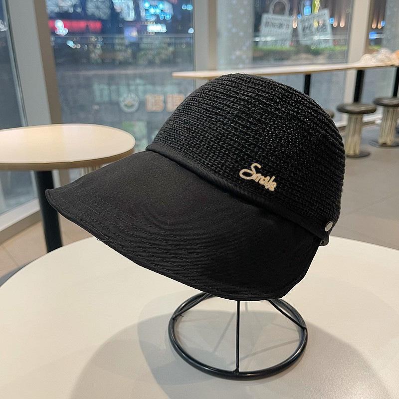 Women's Large Brim Black Sun Hat - UV Protection Summer Beach Fisherman Hat