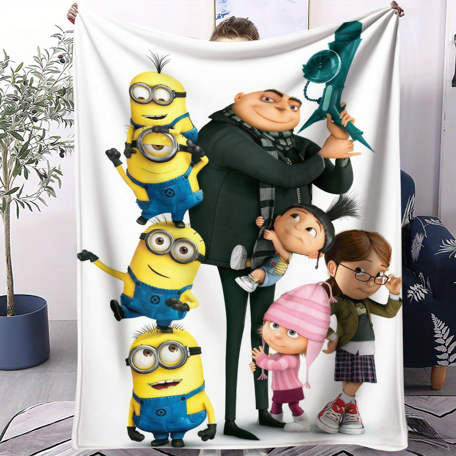 Despicable Me Gru Minions Family Photo Print Flannel Blanket Soft Multifunctional Decortive Universal Throw Blankets Fan Gift 70x100cm