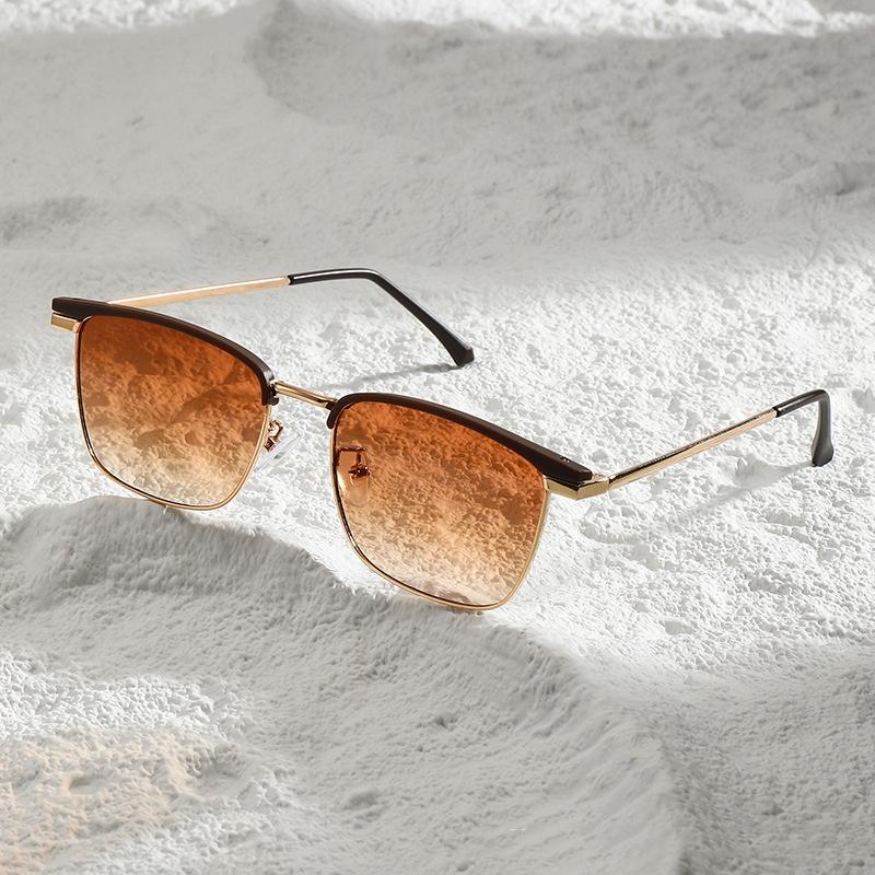 Fashion Sunglasses Retro Classic Polarized Sun Glasses Men'S Semi Rimless Square Sunglasses Uv400 For Fishing Outdoor Activities