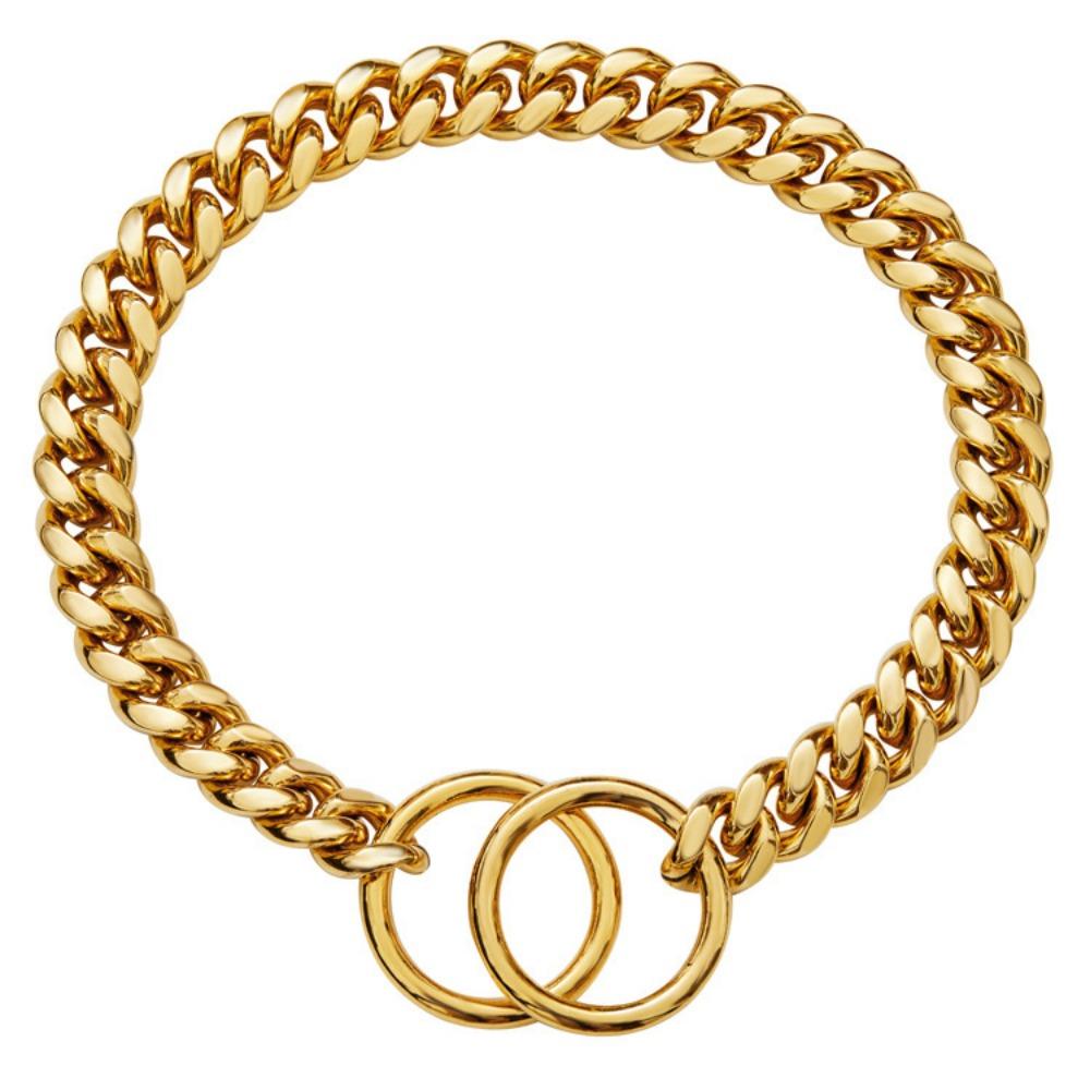 10Mm Small and Medium Pet Dog Chain Stainless Steel Titanium Steel Gold Cuban Chain Dog Collar Necklace Cat Chain