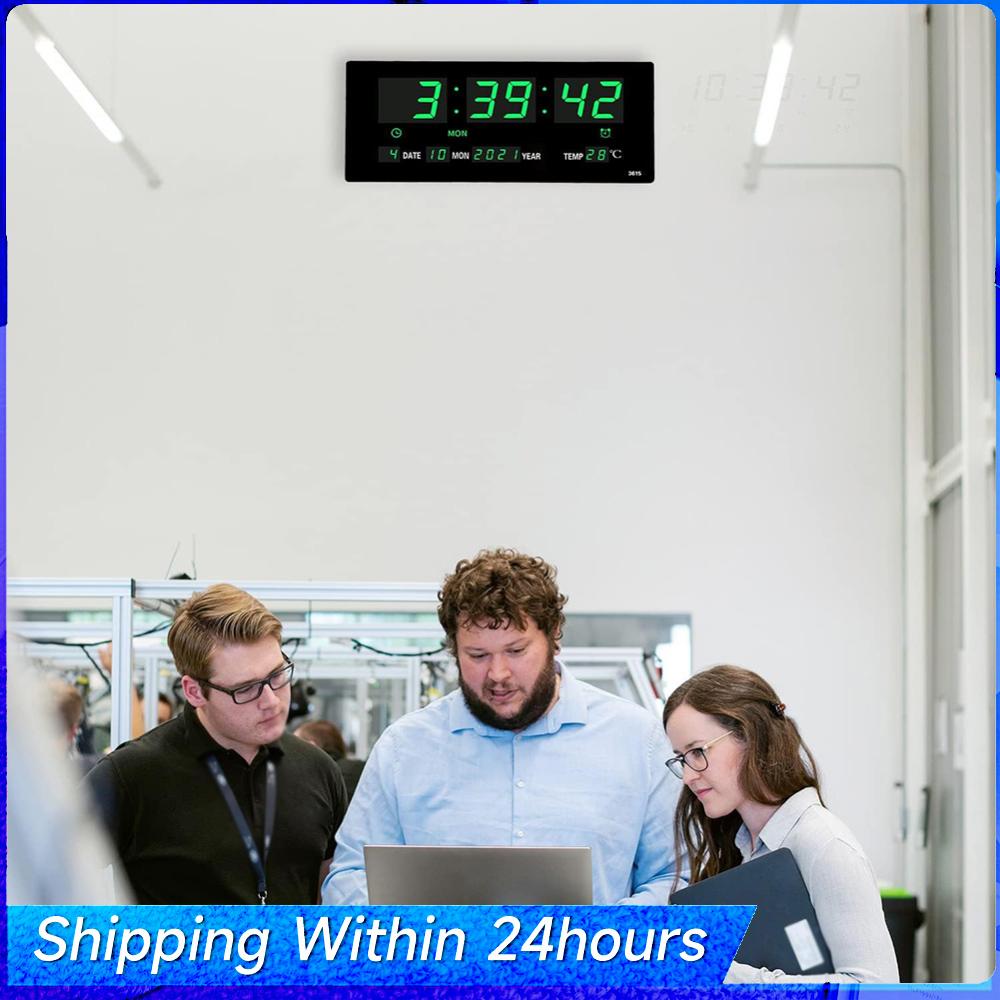Digital Alarm Clock Electronic Wall Clock Large Number Display Bedside Alarm Clock Boarderless Wall-mounted Clock for Bedroom China Mainland