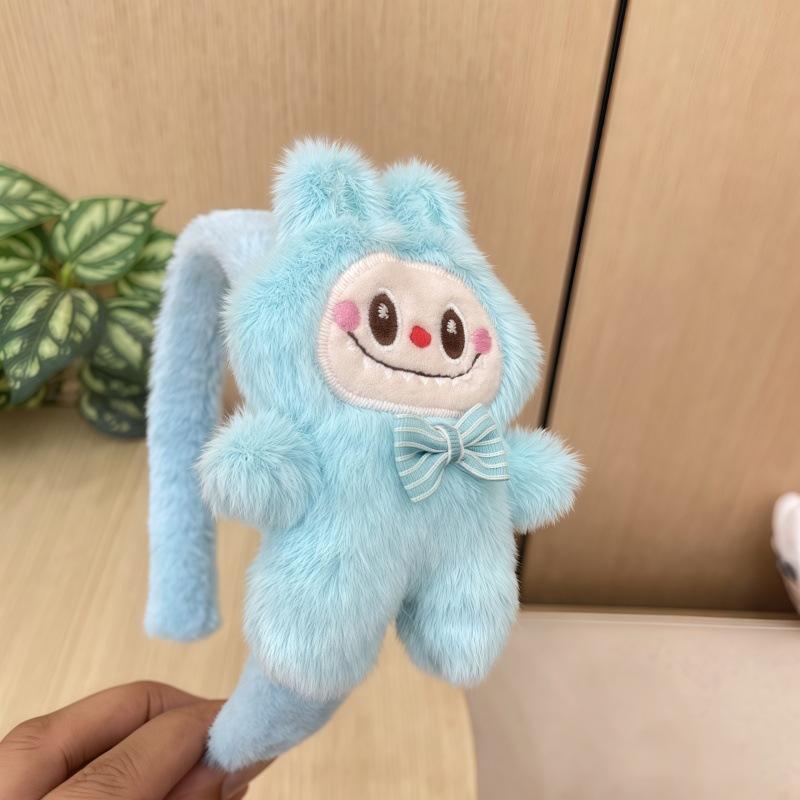 1pc 3D Plush Headband Labubu Plush Wash Face Headband High Headed Artifact