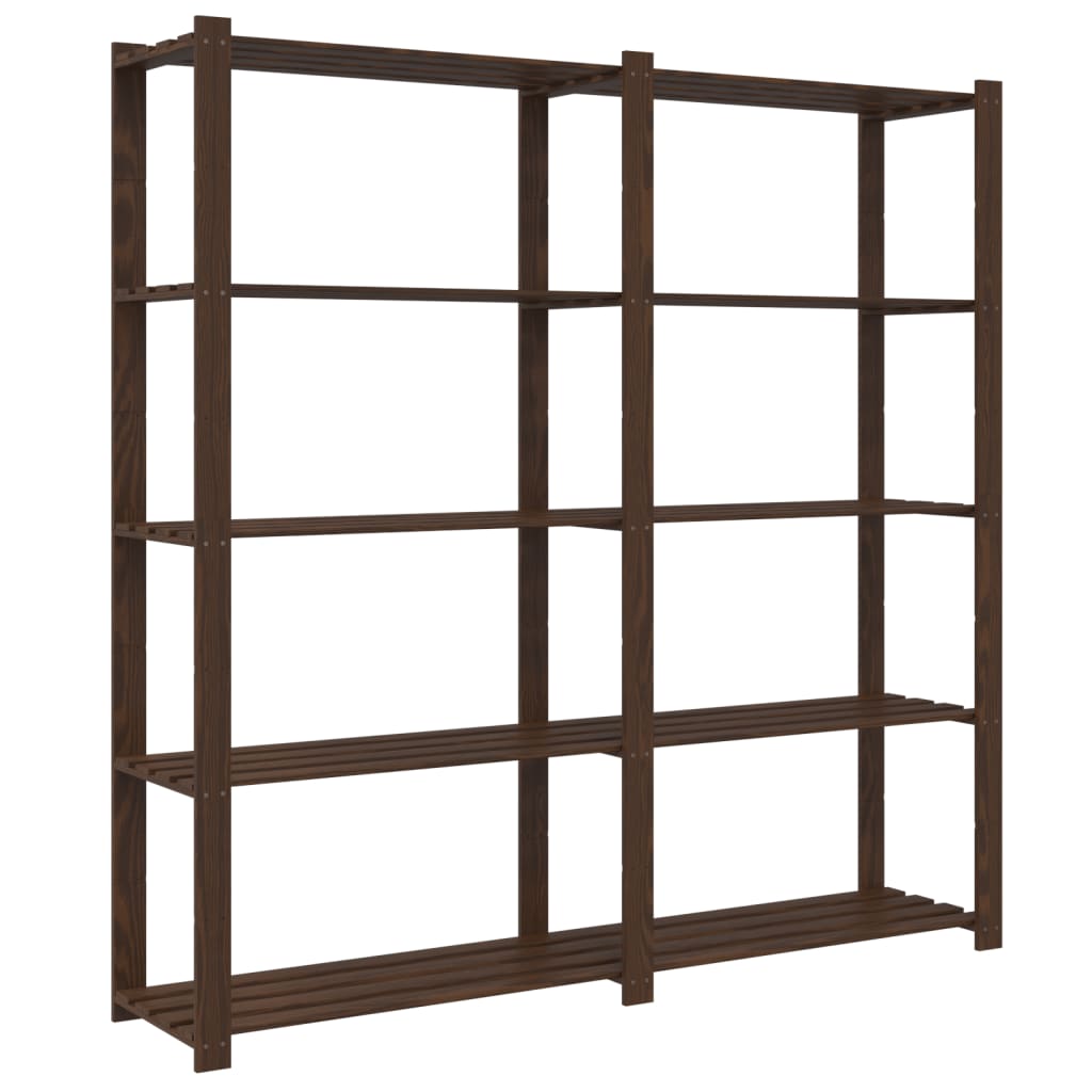 Storage Rack with 5 Shelves Brown 170x38x170 cm Solid Pine Wood