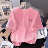 Cute Rabbit Smiling Face Printed White Pure Cotton Children's T-shirt New Popular Summer Loose Top Parent-child T-shirt