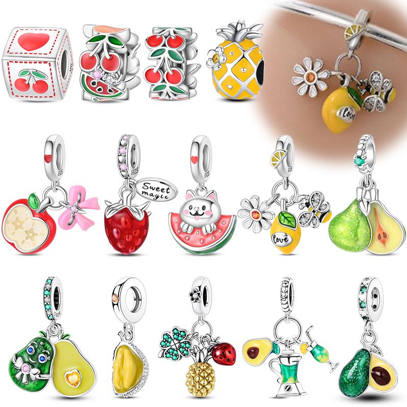 100% Copper Pineapple Cherry Avocado Lemon Charms Beads Pendants Fit 3Mm Bracelets Diy Fine Jewelry Making