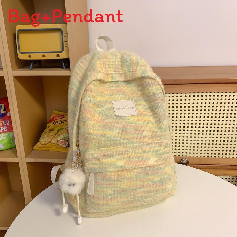 Soft Plush Girls School Backpack With Material And Letter Pattern For Middle School Students