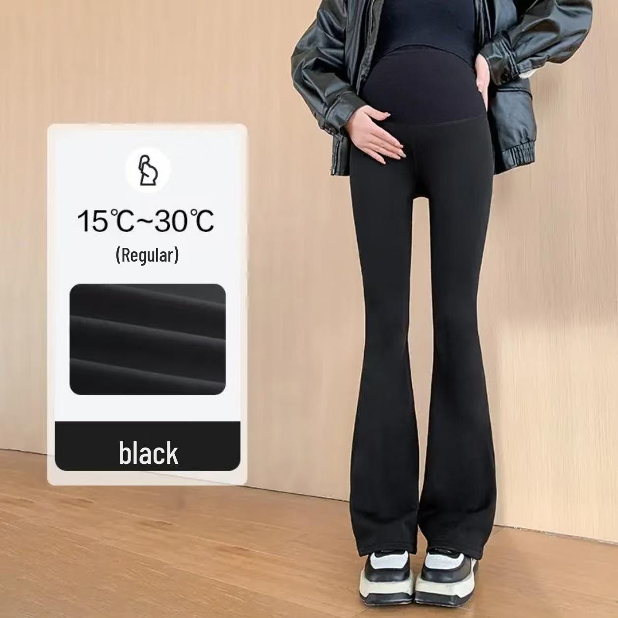

Maternity Black Micro Flare Wide-Leg Pants with Plus Velvet - Spring, Autumn, Winter 2025 Collection L (Suitable for 55-68 kg)