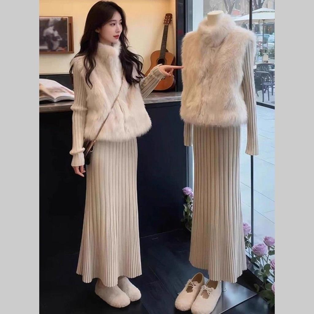 Autumn and winter atmosphere, shoulder-length, not picky height, versatile vest, fox fur, imitation fur, vest, women