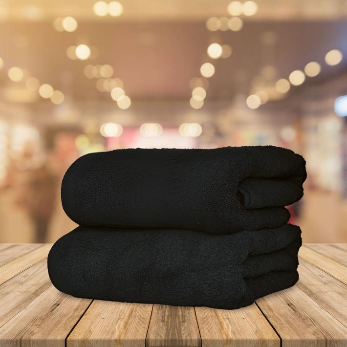 Black Towel, 100% Cotton - High Quality, Weight 500 G/m², Size 70×140 Cm