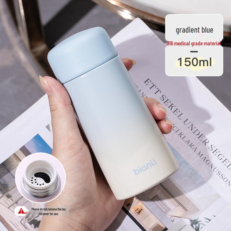 Stylish Mini Insulated Cup for Girls - Portable Pocket Size with Tea Infuser, Leak-Proof 304 Stainless Steel.