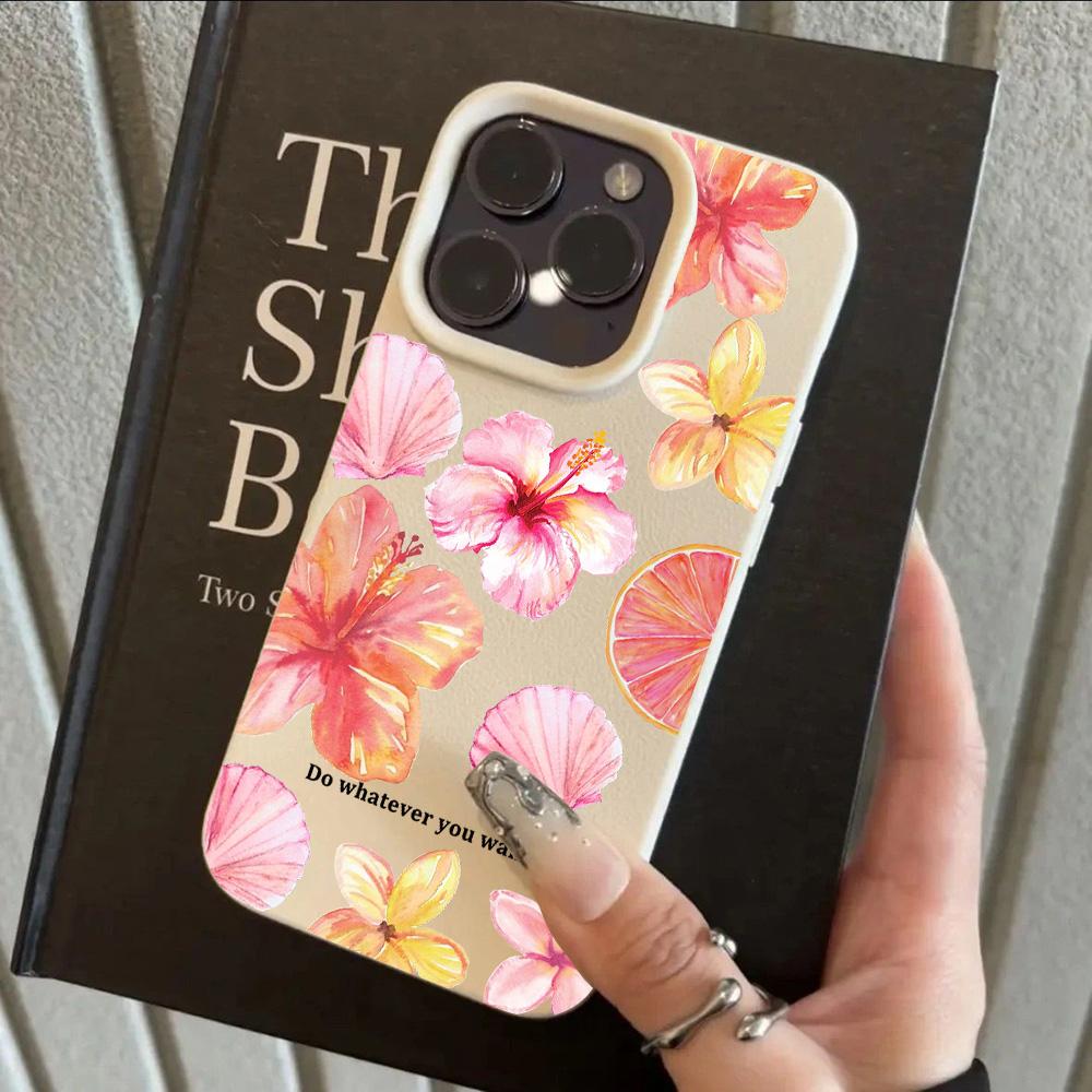 HOT Luxury Gardenia Lily Lichee leather pattern Phone Case For Redmi Note 14 13 12 11 10 9 8 Pro Plus 4G 5G Shockproof Cover