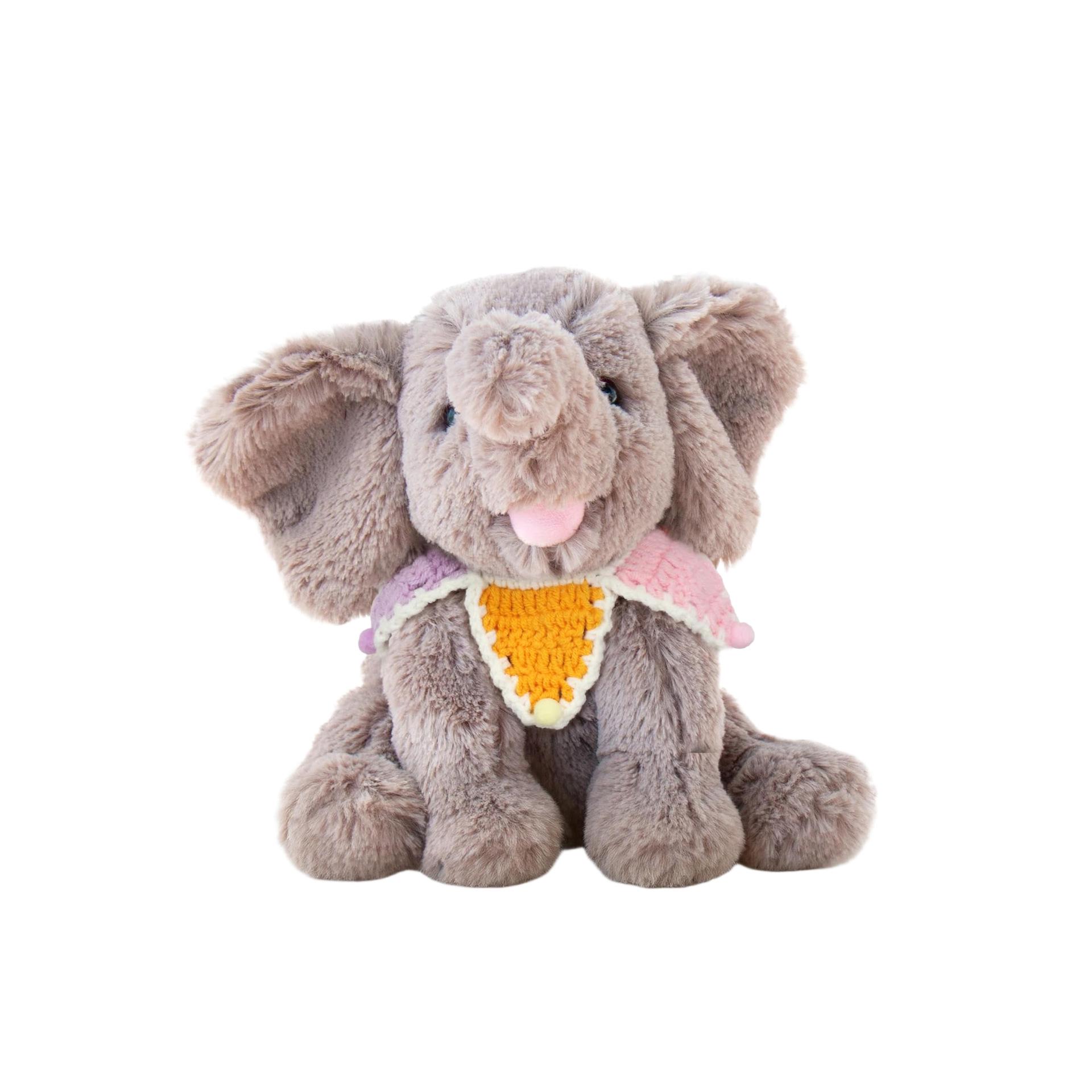 DOWMOO Cute Plush Elephant Doll with Yellow Scarf - Soft, Fluffy, and Huggable. 1 Piece