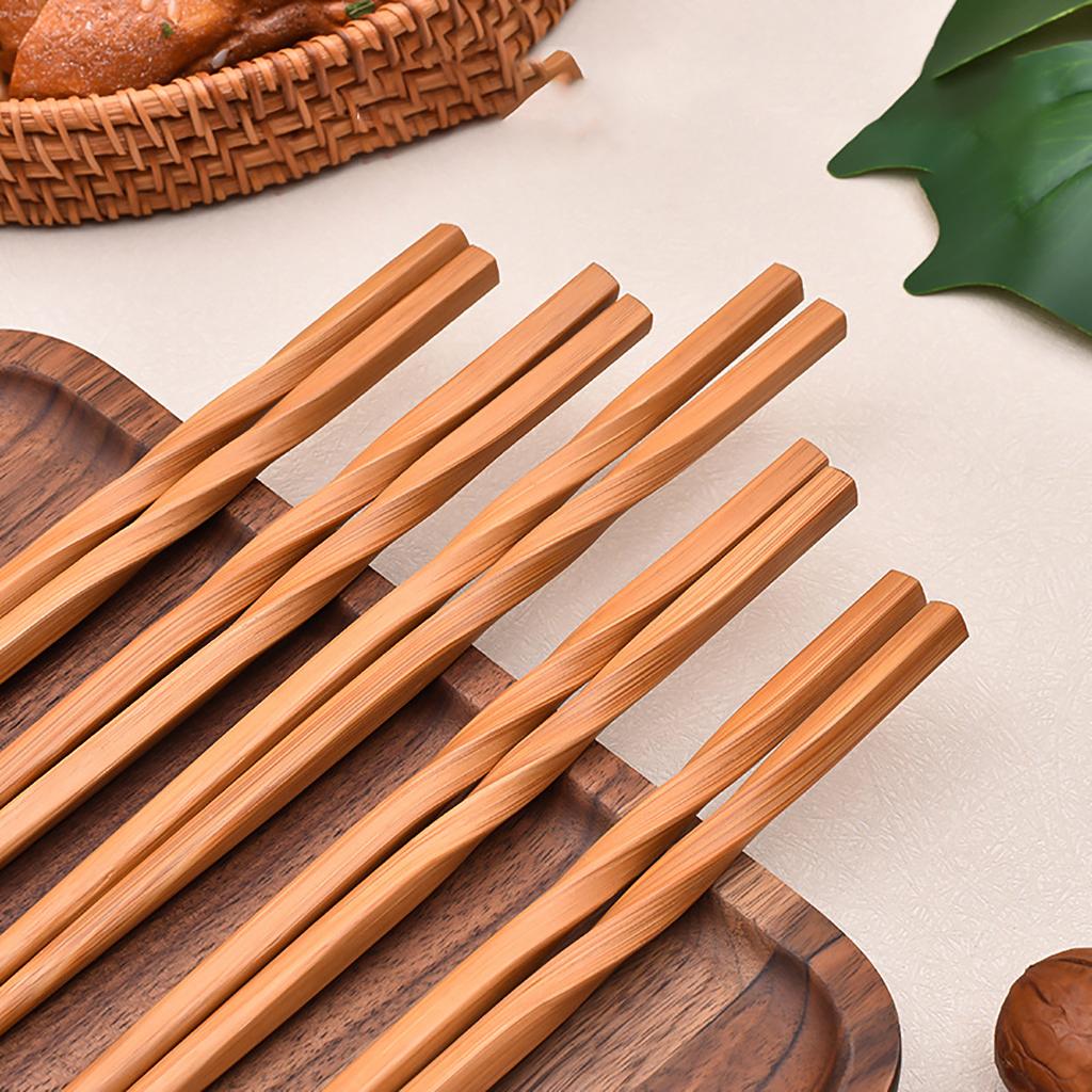 5Pairs Carbonization Bamboo Chopsticks Set Chinese Household Chopsticks Dinnerware Non-slip Sushi Chopsticks Party Kitchen Tools