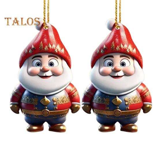 1 Pair Cartoon Figures Pendant Easy To Hang Acrylic Christmas Ornaments Colorful Reusable Hanging Pendant for Festive Home Decor Xmas Tree