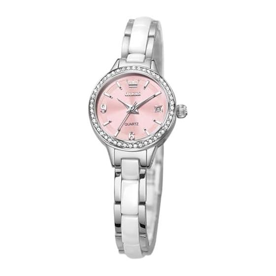 OLEVS Women s Watch Popular Cute Ceramic Diamond Quartz Waterproof Luminous Present watch for women pink