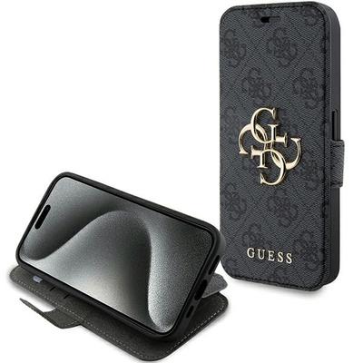 Flip Case for iPhone 15 Pro Guess Metal Logo Gray