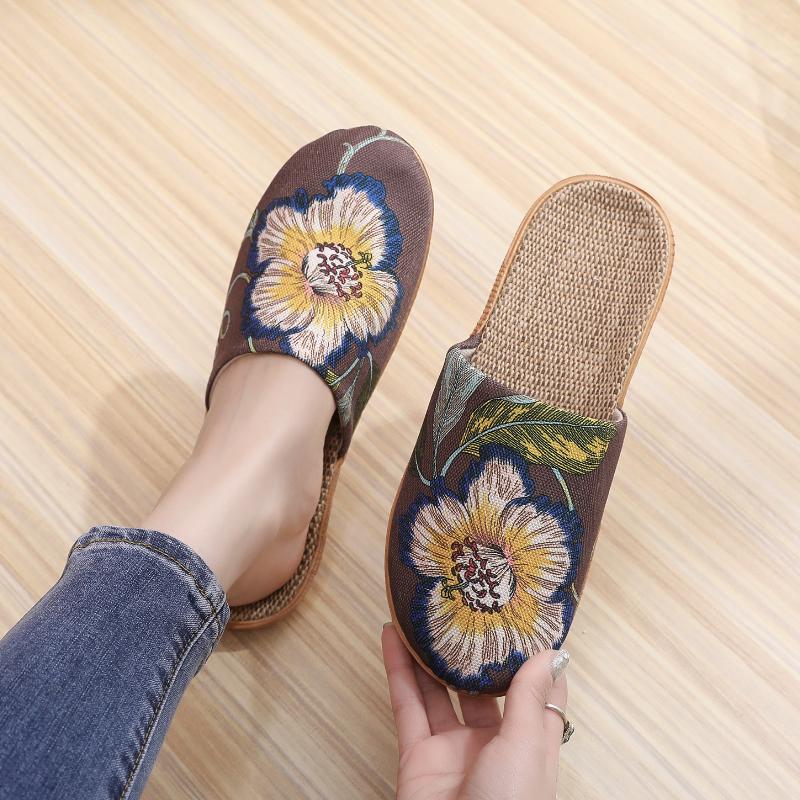 Damen Hausschuhe Blumenmuster Schuhe für Zuhause und Freizeit Indoor-Hausschuhe