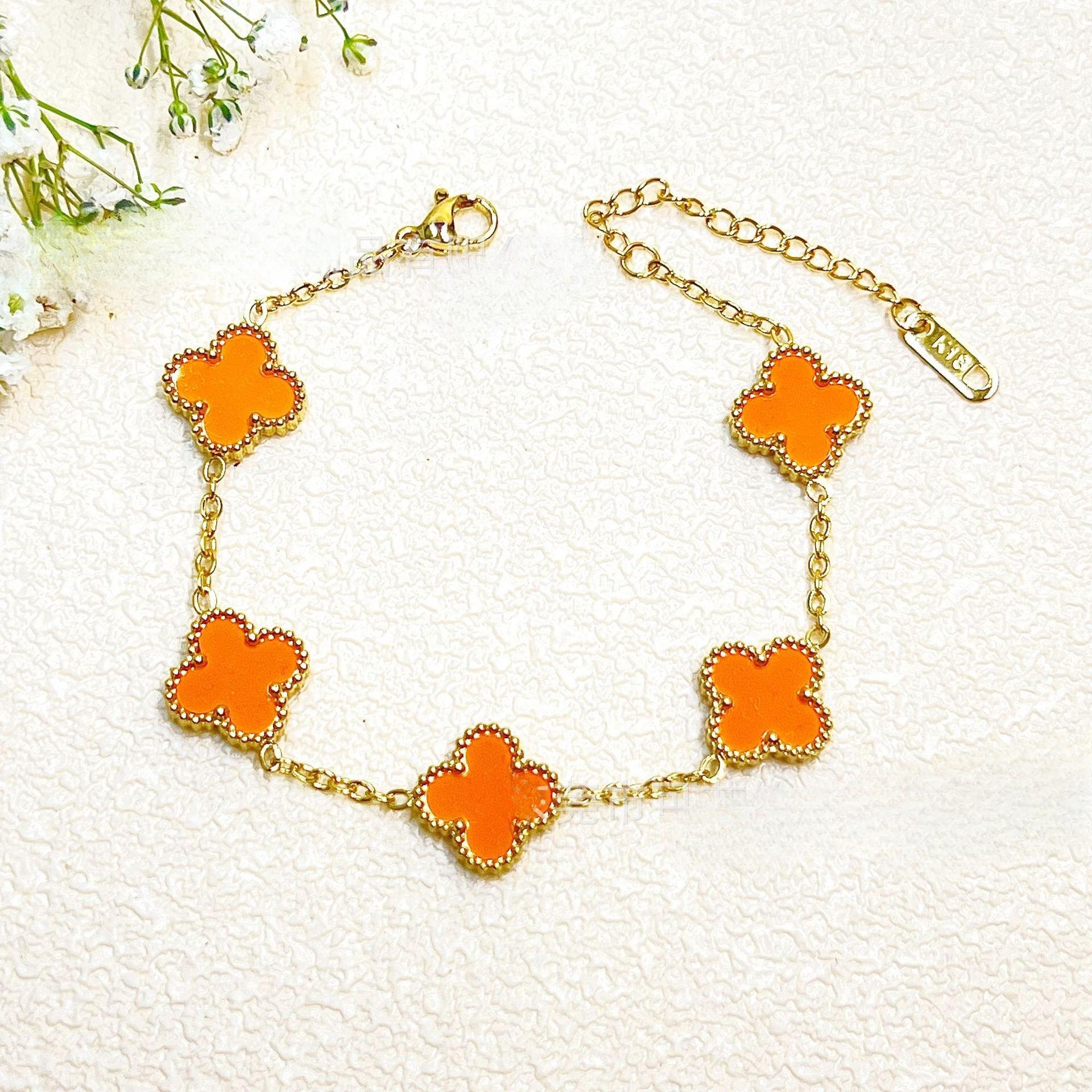 

Браслет Клевер Четырехлистный Высокое Качество 18к Двусторонний Счастливый Браслет Пятицветок Модный Новый Легкий Роскошный Браслет