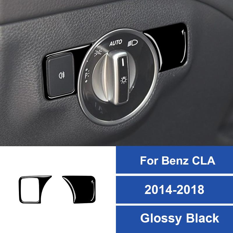 Real Carbon Fiber For Mercedes Benz CLA 2014-2018 Car Headlight Adjustment Button Decoration Sticker Car Interior Accessories