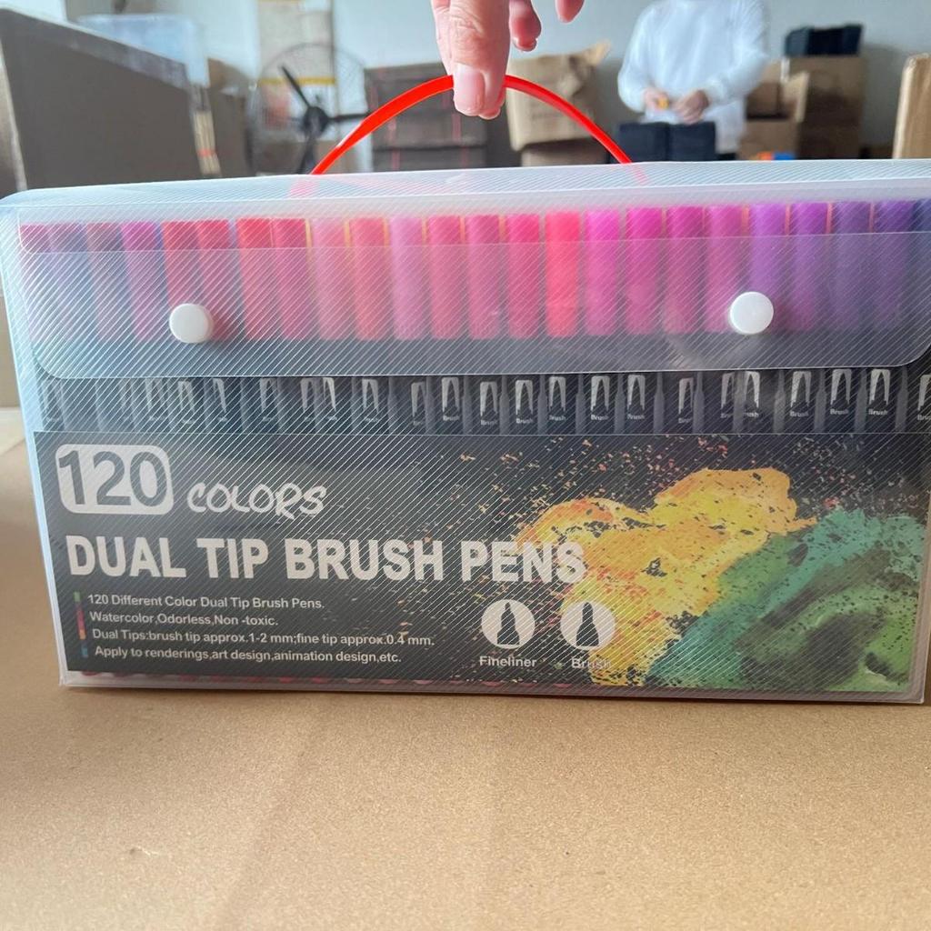 Water-based Double-ended Watercolor Pen Set with Colored Fine Liner and Soft Tip