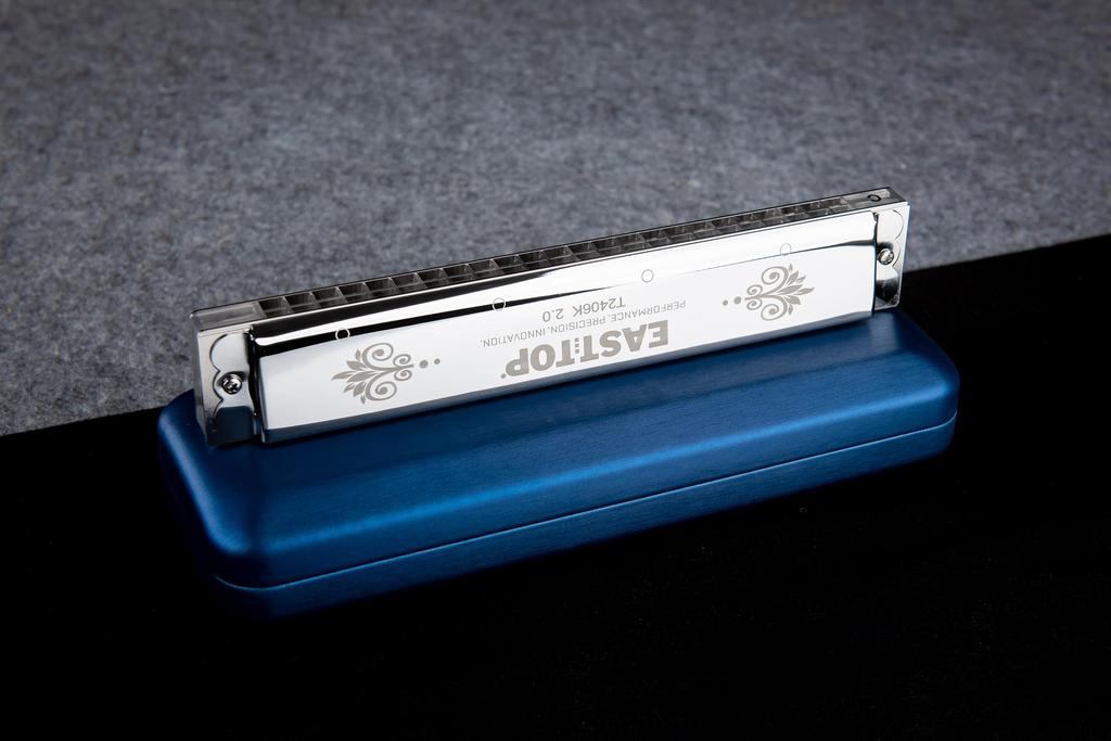 EAST TOP Tremolo Professional Stainless Steel with Leather Cleaning and Airtight Design for Beginners and Advanced Players 24-Hole C-Key Harmonica,