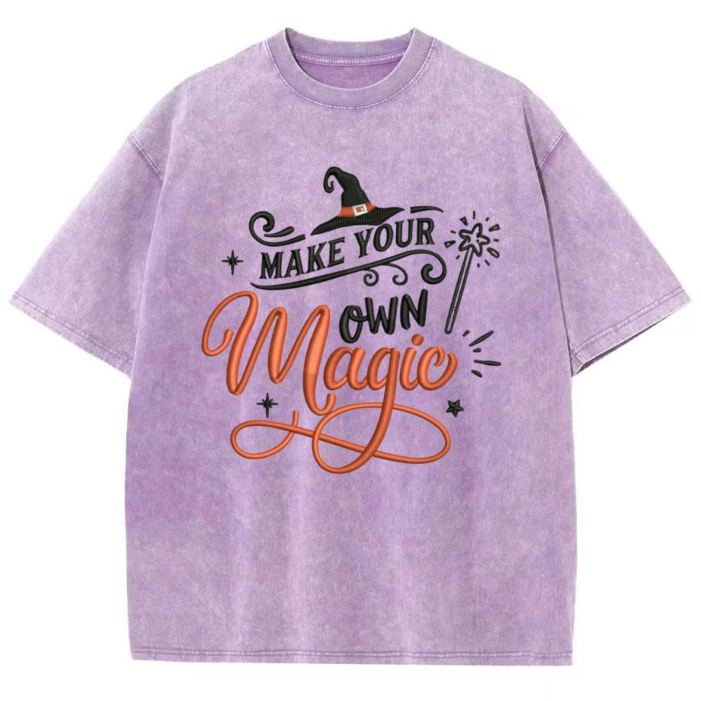 

Волшебная женская футболка с ручной росписью и принтом букв, выбеленный деним, оверсайз, свободного кроя, с коротким рукавом, унисекс, модный повседневный топ 3XL