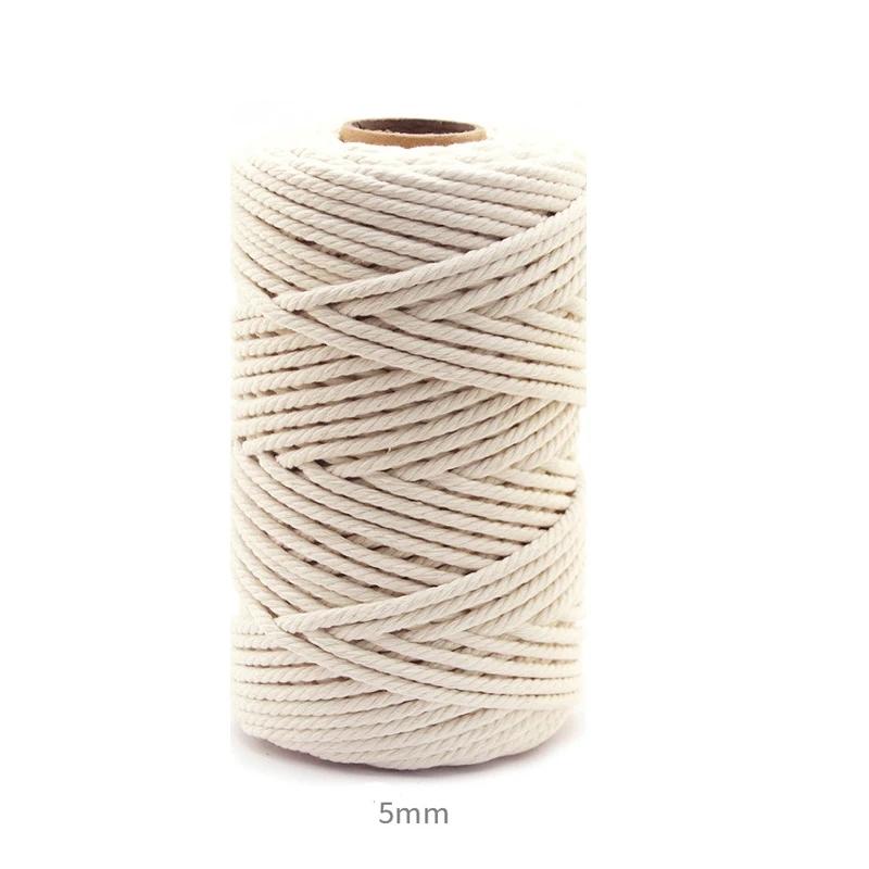 Handmade Macrame Cord Boho Decor 1/2/3/4/5/6mm Beige Cotton Cord Rope Twisted String DIY Home Wedding Decoration Supply