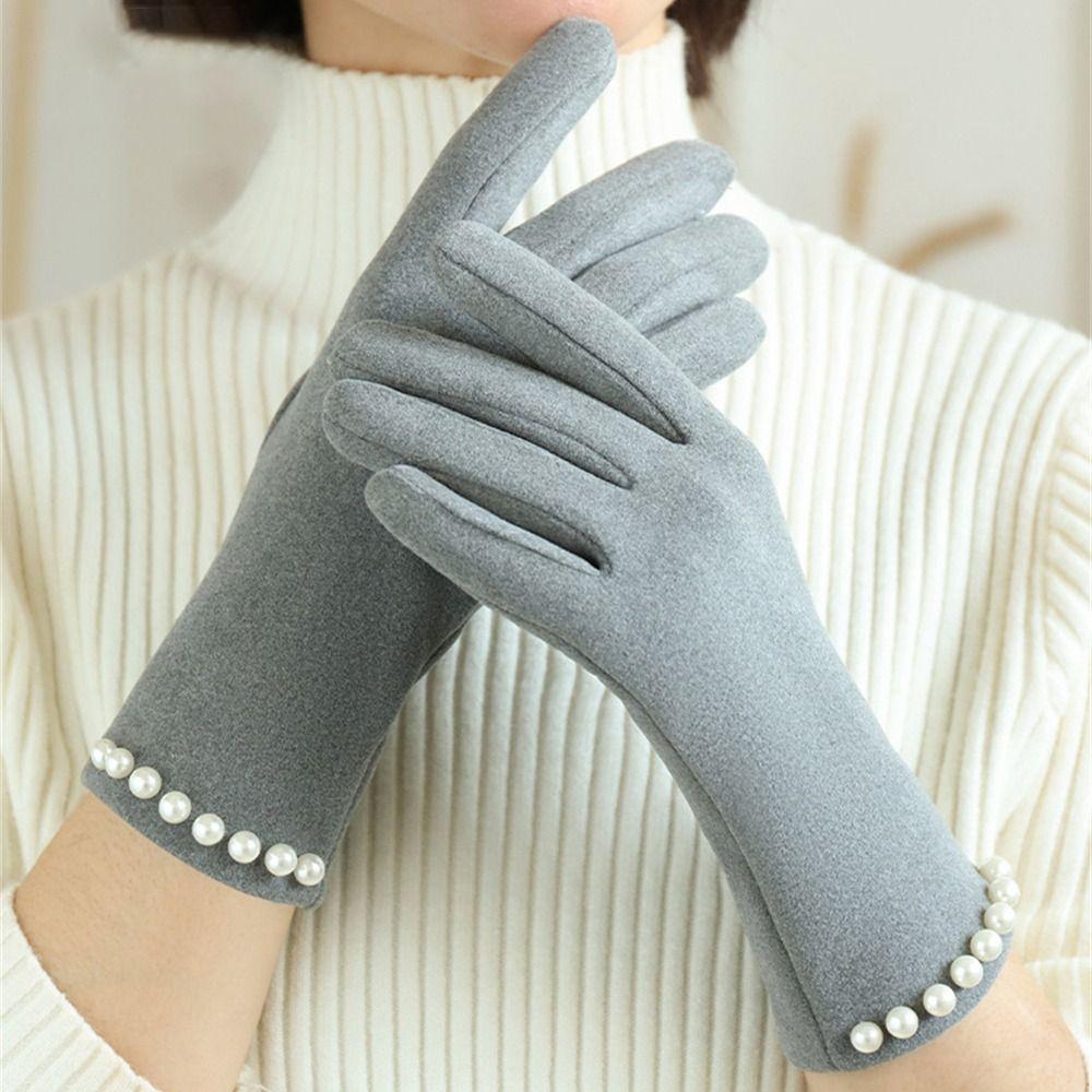 Thin Velvet Warm Gloves Thickened Cycling Driving Gloves Daily Mittens  for Outdoor