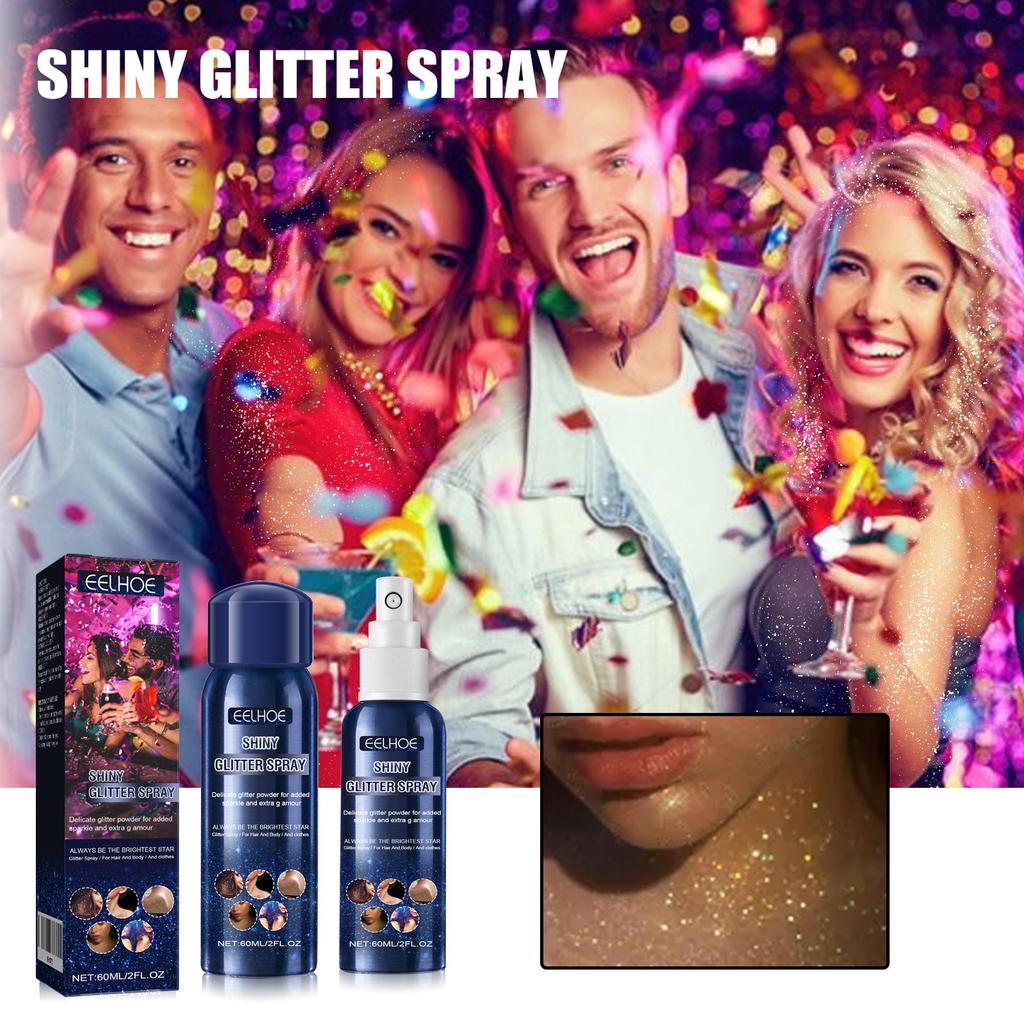 1 KS Diamantový tekutý třpytivý pudr ve spreji, Rozjasňovač na tělo, Make-up rozjasňovač na obličej, Lesk, třpyt, záře, Make-up na obličej, tělo, vlasy, pro každodenní nošení, na párty
