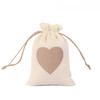 20pcs Heart-shaped Linen Drawstring Bag Valentine's Day Wedding Candy Gift Packaging Bag Drawstring Bag