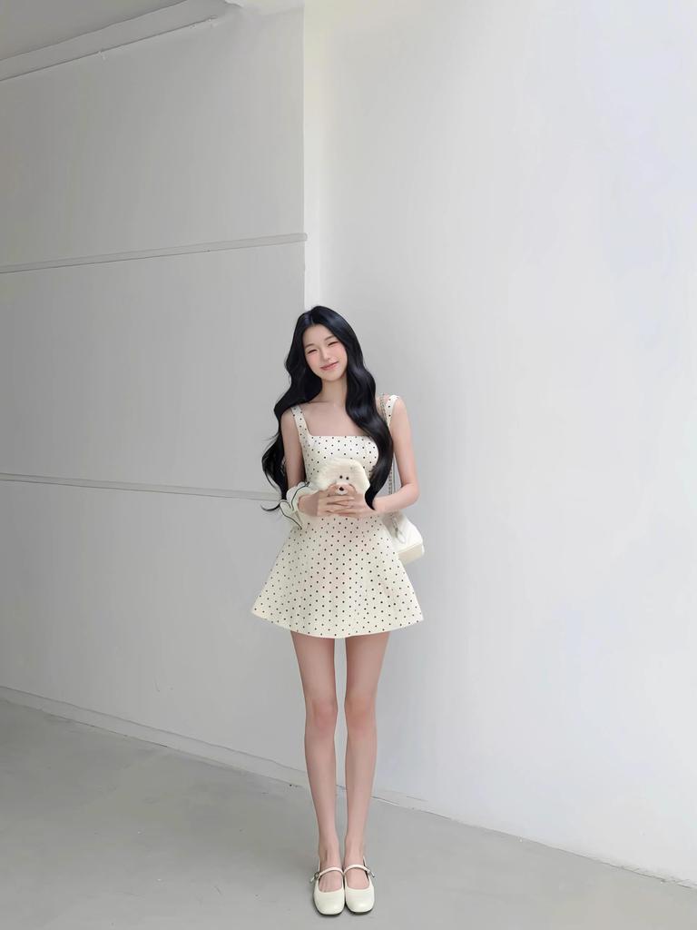 Pure Lust Sweet Polka Dot Suspender Dress Women's Summer French First Love Puff Dress Slim Small Short Skirt