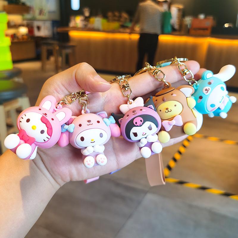 New Anime Cartoon Sanrio Keychain PVC Figurines Car and Bag Keychains Kawaii Cute Personalized Gifts Y2k Fashion Toys Anime