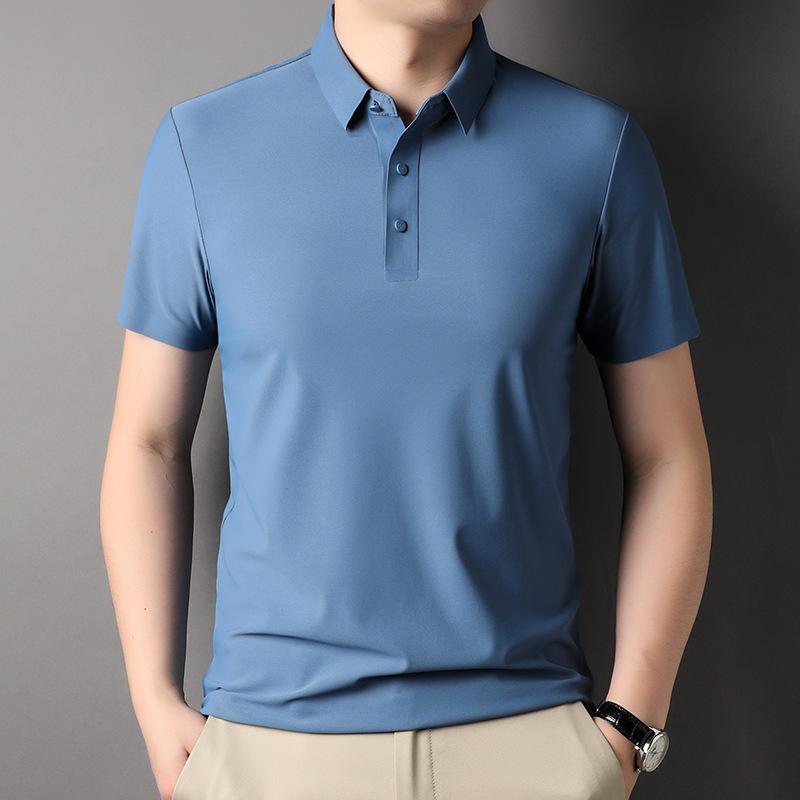 Men's Short-sleeved T-shirt Summer New Solid Color Polo Shirt for Young and Middle-aged People Jinami Seamless T-shirt