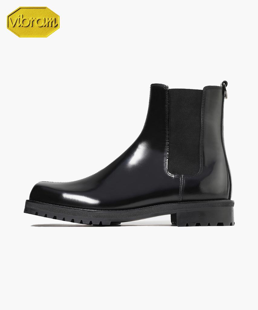 Firenze Atelier [Vibram] Center Cut Square Toe Walker Sole Chelsea Boots 5706 [Black Box]