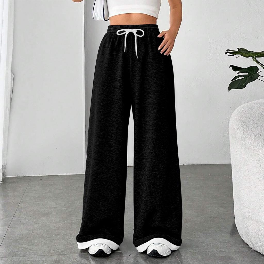Women's Fashion Loose Drawstring Closed Waist Color Casual Sports Pants Casual Pants